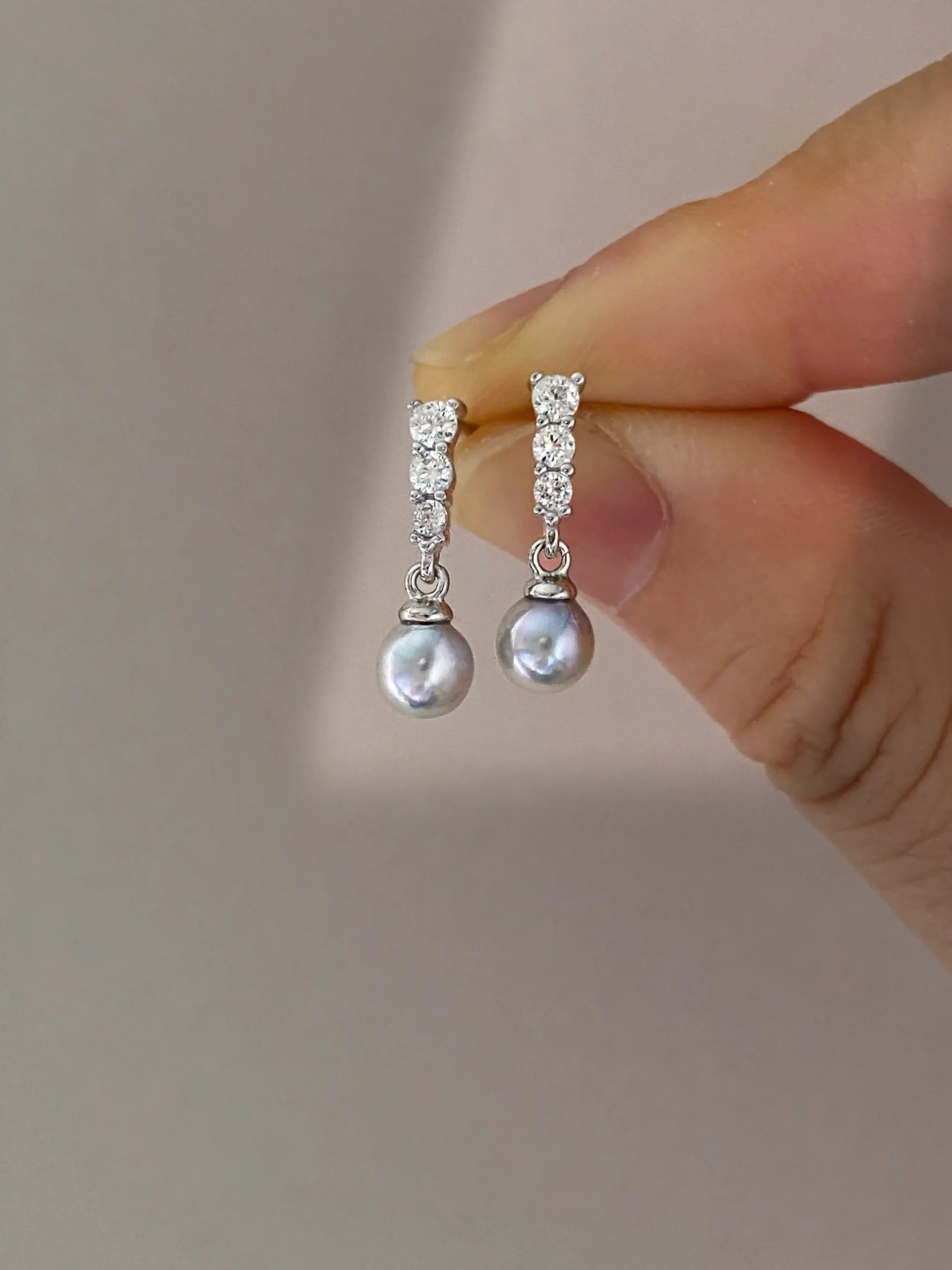 Blue Akoya Pearl Earrings | Natural Ice Blue Pearl Earrings - raffiepearls081 - Image 3