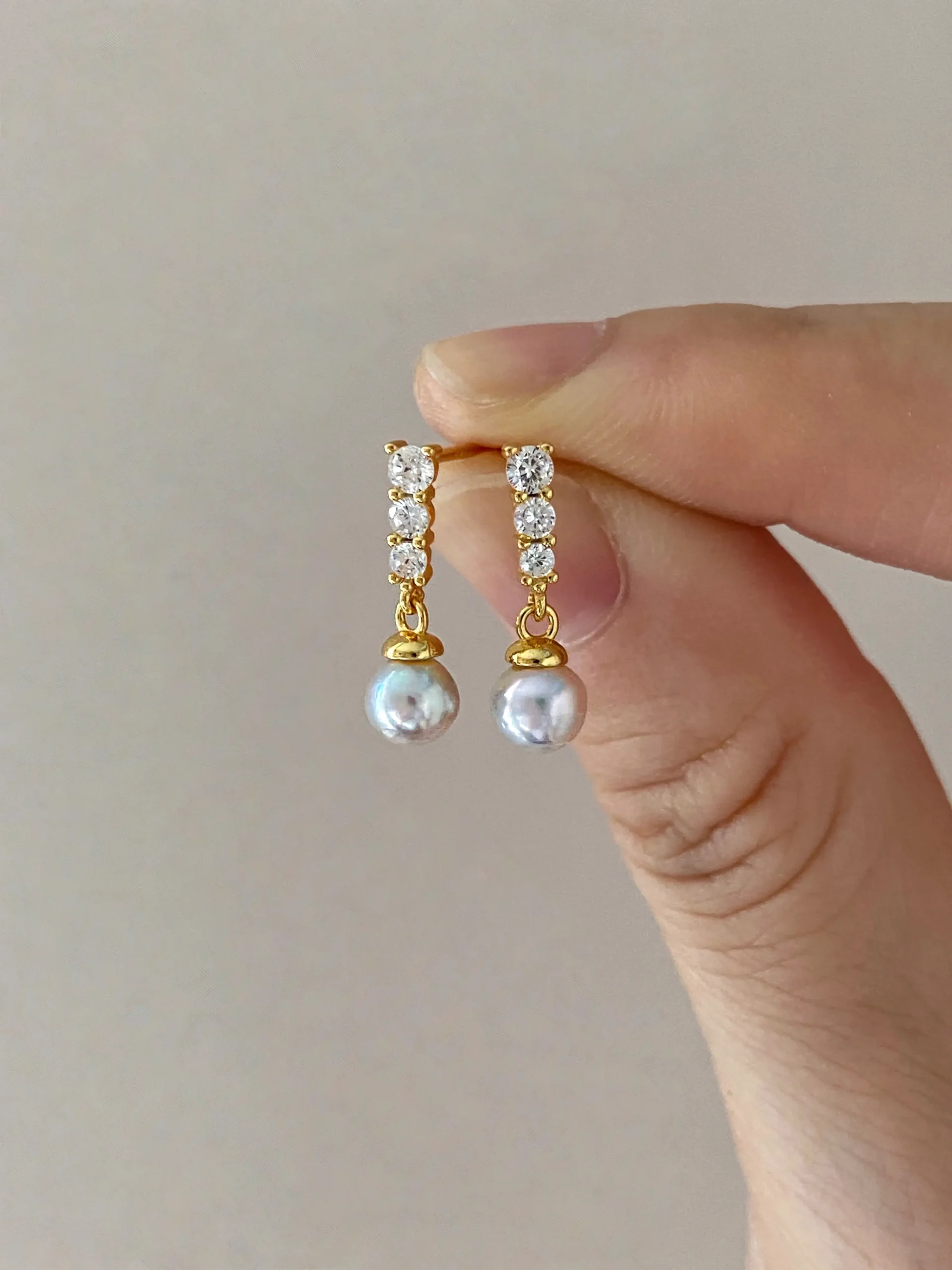 Blue Akoya Pearl Earrings | Natural Ice Blue Pearl Earrings