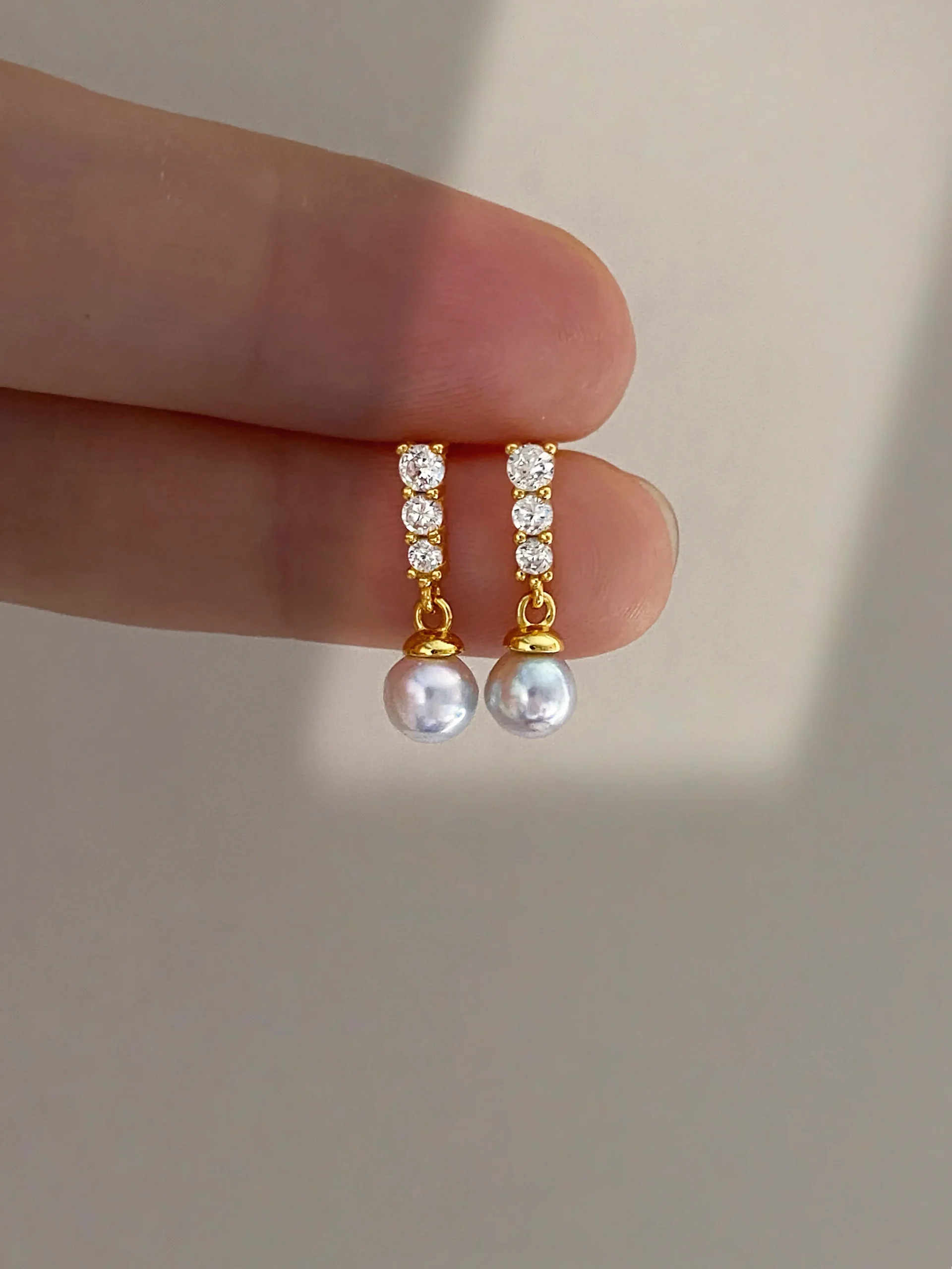 Blue Akoya Pearl Earrings | Natural Ice Blue Pearl Earrings