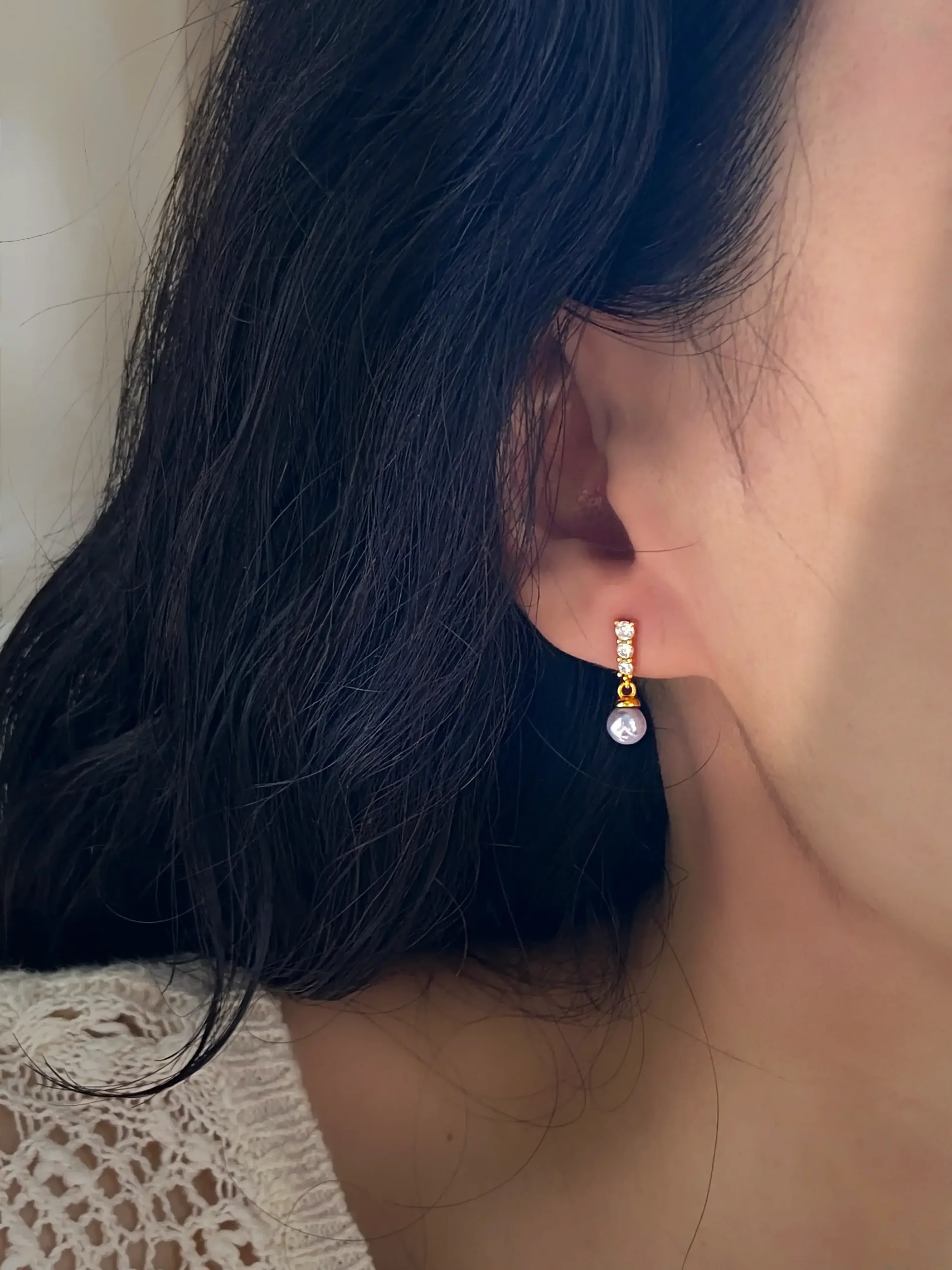 Blue Akoya Pearl Earrings | Natural Ice Blue Pearl Earrings