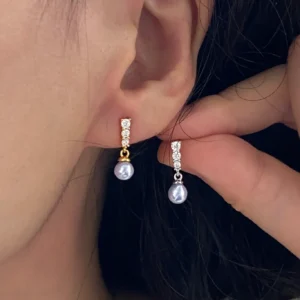 Blue Akoya Pearl Earrings | Natural Ice Blue Pearl Earrings