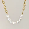 Baroque Pearl Chain Necklace | Waterproof Adjustable Smile Necklace - raffiepearls065
