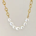 Baroque Pearl Chain Necklace | Waterproof Adjustable Smile Necklace - raffiepearls065