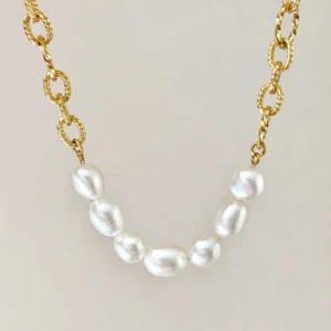 Baroque Pearl Chain Necklace | Waterproof Adjustable Smile Necklace