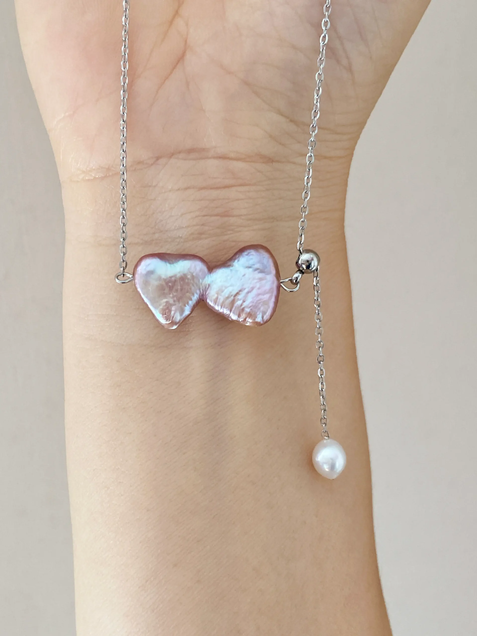 Pearl Heart Necklace | Rare Double Heart Freshwater Pearl Choker