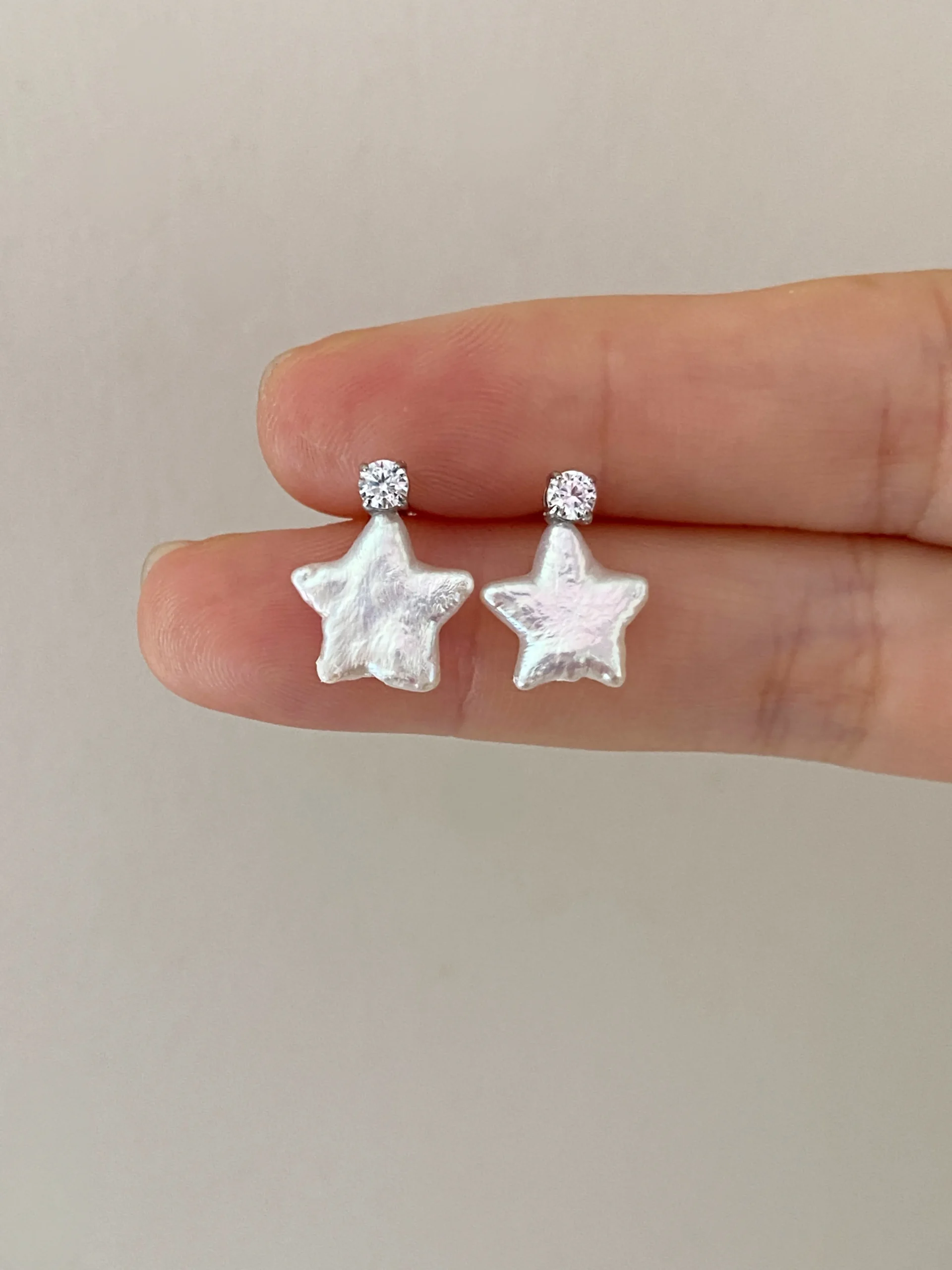 Pearl Star Earrings | Natural Star-Shaped Pearl Studs in White or Pink Color
