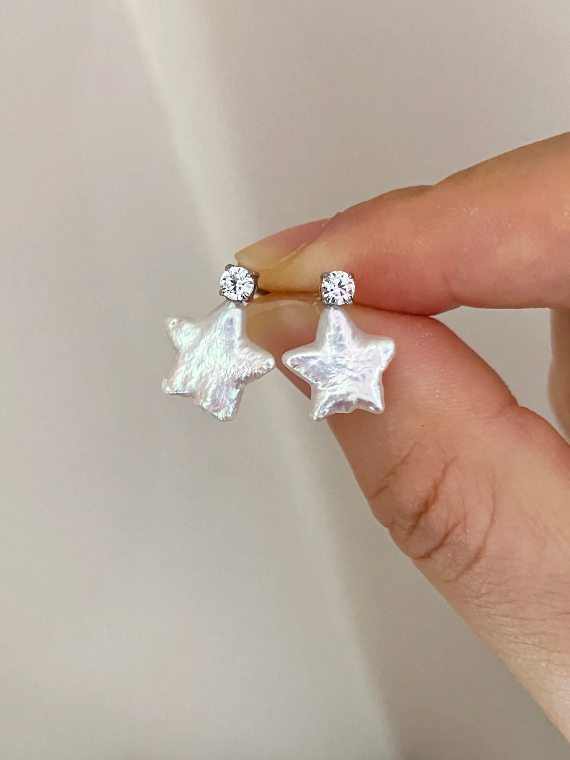 Pearl Star Earrings | Natural Star-Shaped Pearl Studs in White or Pink Color