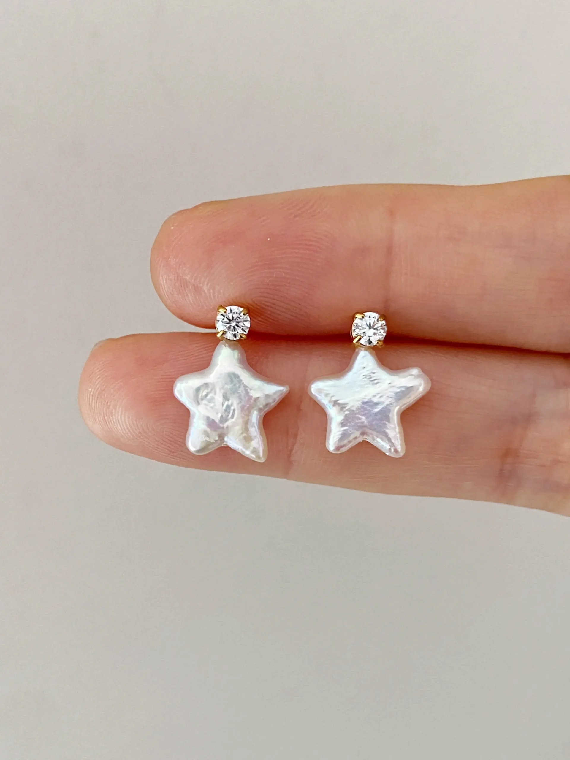 Pearl Star Earrings | Natural Star-Shaped Pearl Studs in White or Pink Color