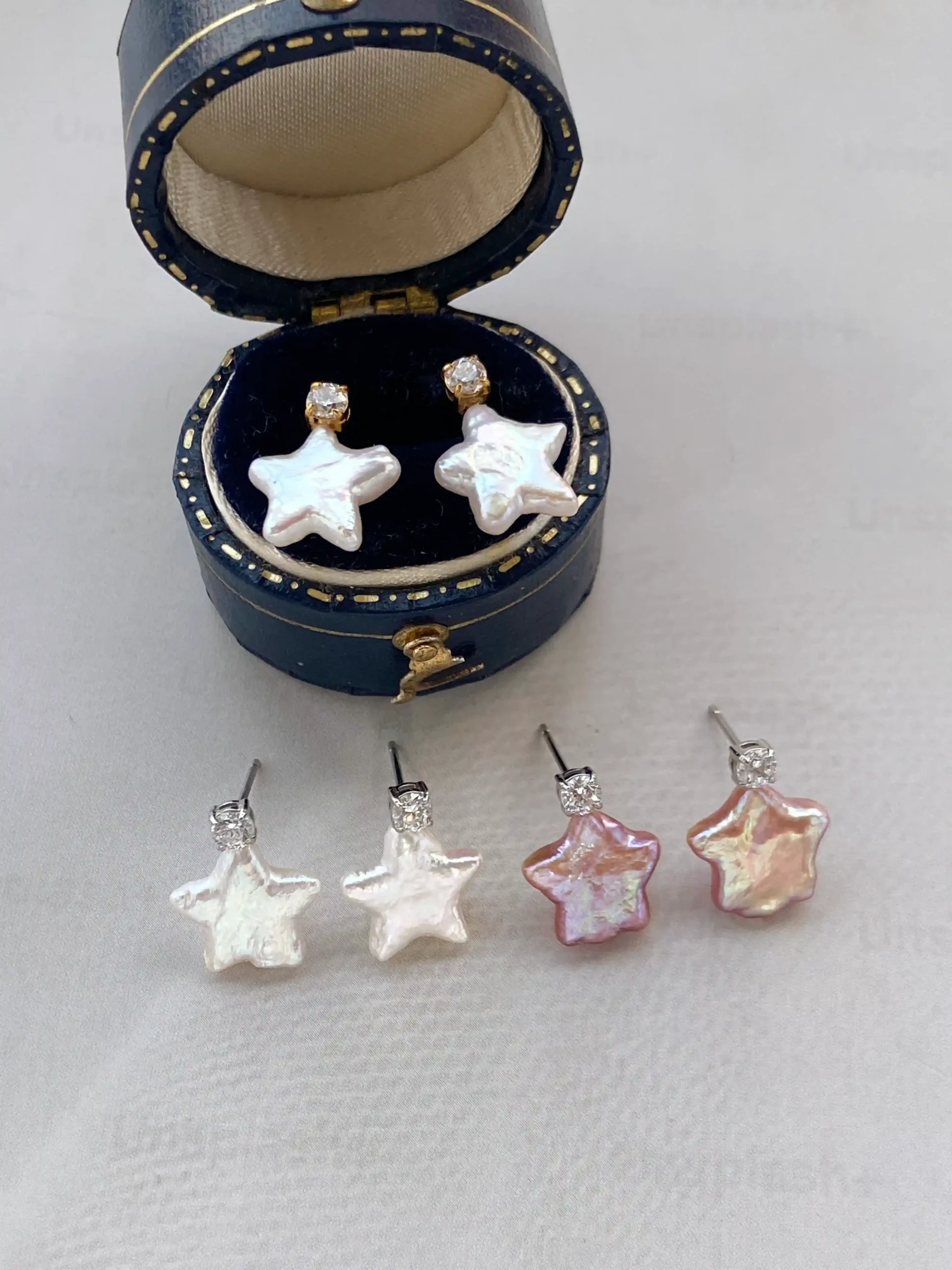 Pearl Star Earrings | Natural Star-Shaped Pearl Studs in White or Pink Color