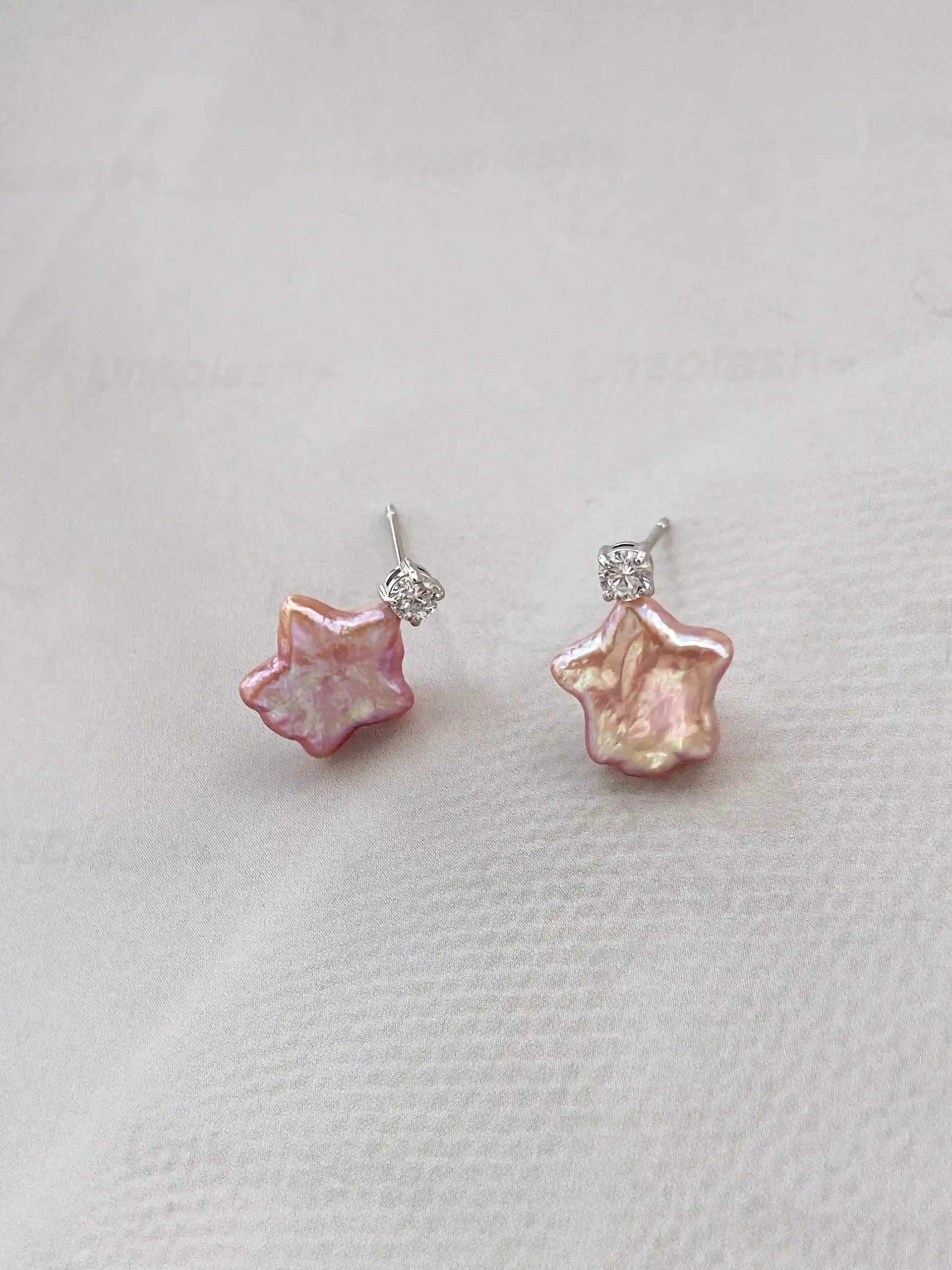 Pearl Star Earrings | Natural Star-Shaped Pearl Studs in White or Pink Color
