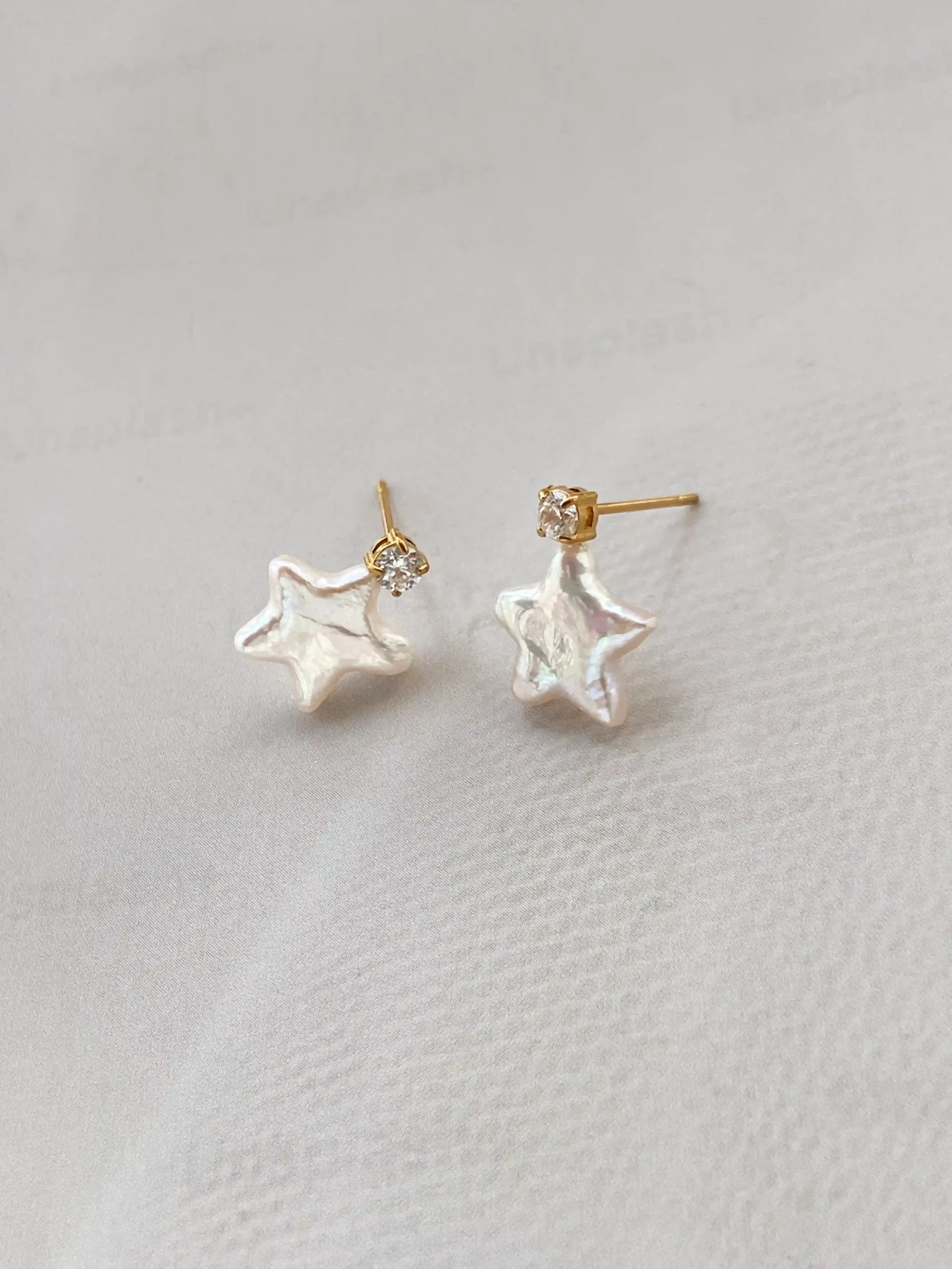 Pearl Star Earrings | Natural Star-Shaped Pearl Studs in White or Pink Color