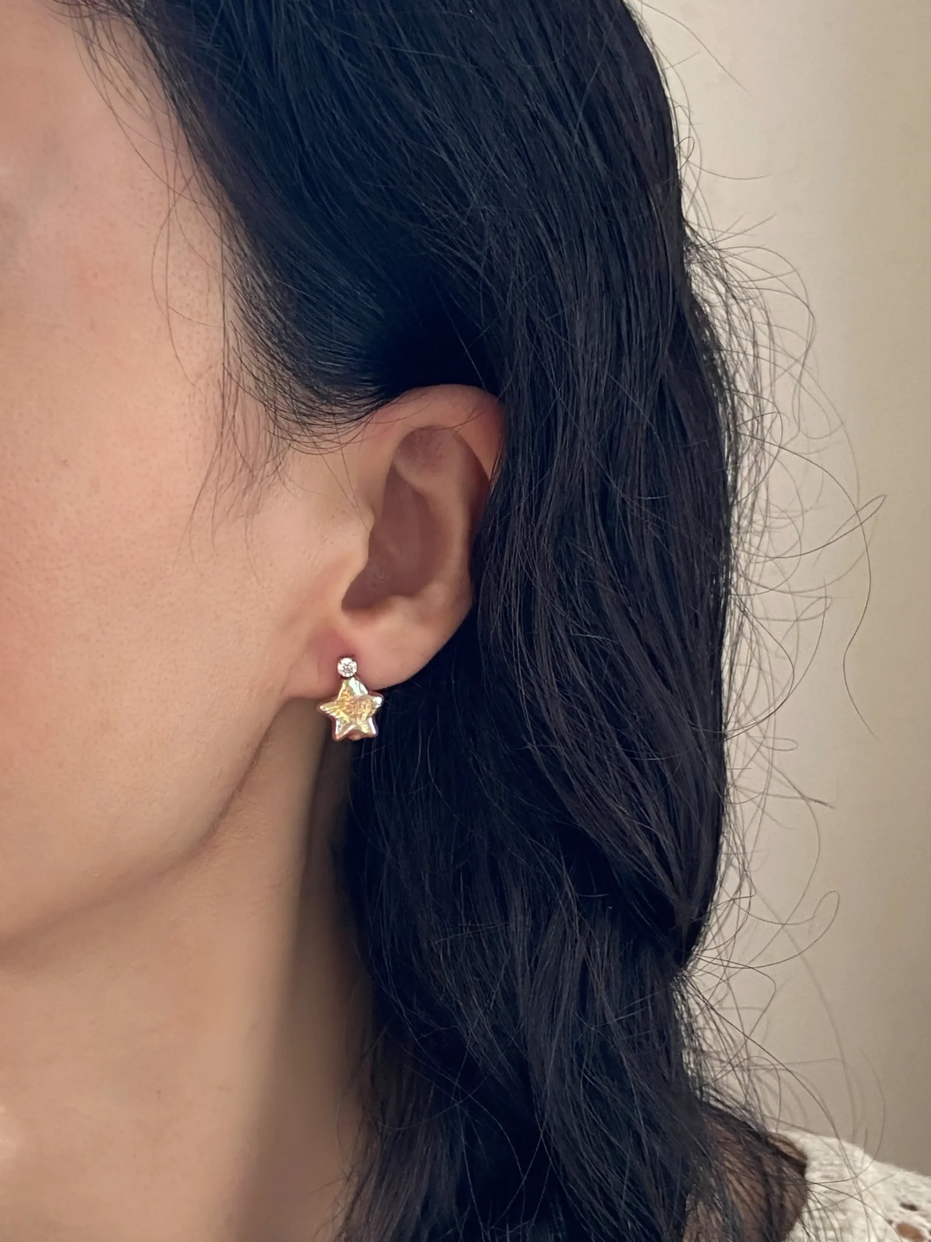 Pearl Star Earrings | Natural Star-Shaped Pearl Studs in White or Pink Color